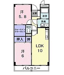 シャン・リヴィエール 2LDKの間取図画像