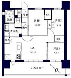 センチュリー千葉みなと 5階3LDKの間取り