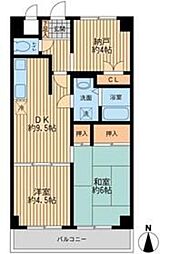 アビタシオンクレール 6階2SDKの間取り