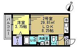 SUN HORIZON I 3階1LDKの間取り