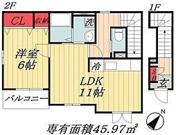 東京メトロ東西線 浦安駅 徒歩9分の賃貸アパート 2階1LDKの間取り