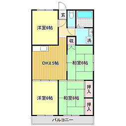 コーポ公文 4DKの間取図画像