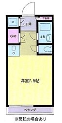 フローラル元木 3階ワンルームの間取り