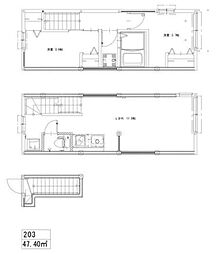 JR中央線 三鷹駅 徒歩10分の賃貸アパート 3階2LDKの間取り