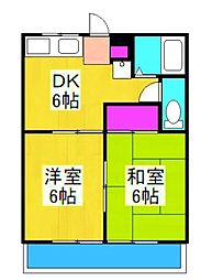 向ヶ丘ヒルズ 2DKの間取図画像