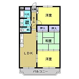 パサージュ伊敷 2階3LDKの間取り