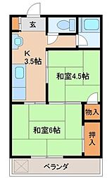 東洋ハイツ 1階2Kの間取り