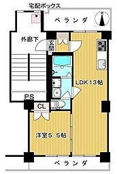 サンステージ府中 1LDKの間取図画像