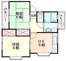 チェスナットパレスC 2DKの間取図画像