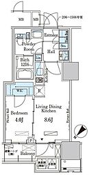 晴海フラッグ ポートヴィレッジ B棟 9階1LDKの間取り