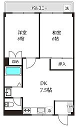 松屋コーポ 2DKの間取図画像