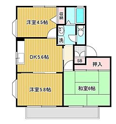 多摩都市モノレール 高幡不動駅 徒歩15分の賃貸アパート 2階3DKの間取り