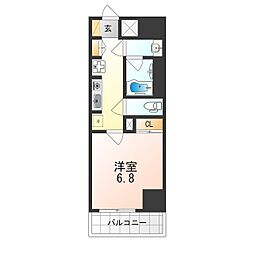 サザンクレスト堺東 2階1Kの間取り