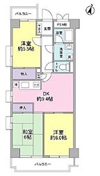 パークロード相模原 3DKの間取図画像