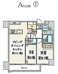クレストコート中野富士見町 5階2LDKの間取り