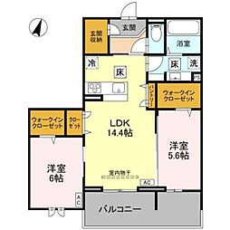 センカIII 1階2LDKの間取り