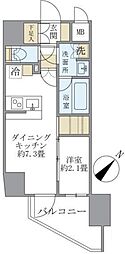 アジールコート町屋 12階1DKの間取り