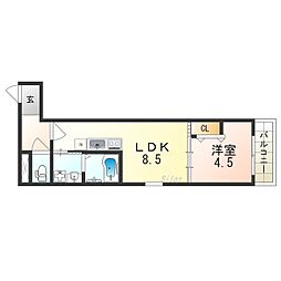 近鉄南大阪線 針中野駅 徒歩8分の賃貸アパート 1階1LDKの間取り