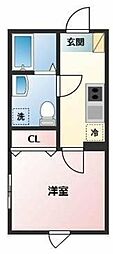 グランステージ南林間 1Kの間取図画像