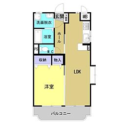 エスペランサ 1階1LDKの間取り