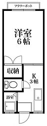 水谷コーポ 1Kの間取図画像