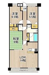 ソルプラーサ堺1番館 3LDKの間取図画像