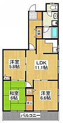 レーヴ・タケダみよし台 3LDKの間取図画像