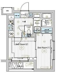 MAXIV北赤羽DUE 4階2Kの間取り