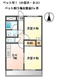 ファインパーク2 2DKの間取図画像