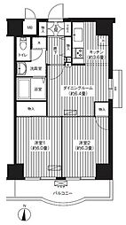 錦糸パークヤマト 6階2DKの間取り
