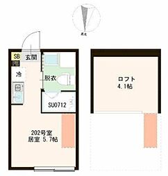 ハーモニーテラス貫井III ワンルームの間取図画像