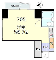 スカイコート後楽園No.2 ワンルームの間取図画像