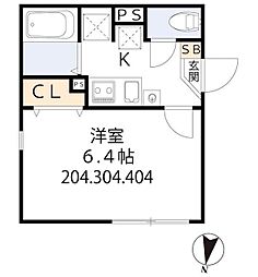グラシア・ベイ大森 4階1Kの間取り
