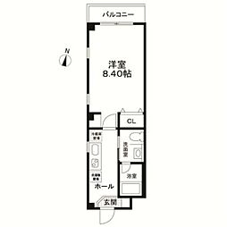 ルエリア 1Kの間取図画像
