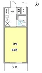 ウッドクレスト砧ABC棟 3階ワンルームの間取り