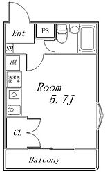 小田急多摩線 小田急永山駅 徒歩10分の賃貸マンション 3階ワンルームの間取り