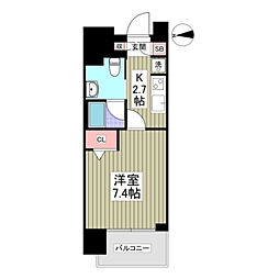 京王線 京王八王子駅 徒歩2分の賃貸マンション 2階1Kの間取り