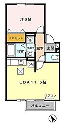 ユウ・カサグランデ 1階1LDKの間取り