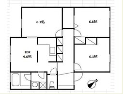 エルムコートC棟 3LDKの間取図画像