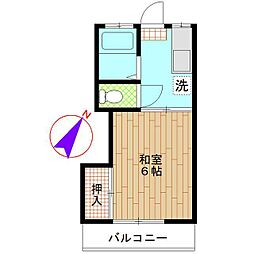 ひまわりハイツ 1Kの間取図画像