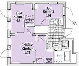 OAKVILLASOU目黒 2DKの間取図画像