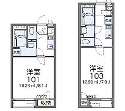 クレイノペルレシュロス9 1Kの間取図画像