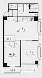 オーベルジュ三宿 2LDKの間取図画像