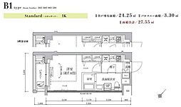 ティモーネグランデ新川崎 1Kの間取図画像