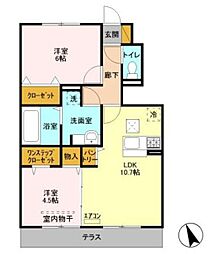 シエルエトワールA 2LDKの間取図画像