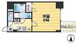 ファステート神戸ティアモ 9階1Kの間取り