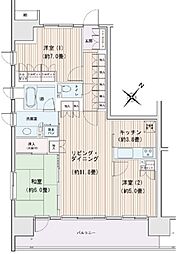 エスティメゾン豊洲レジデンス 5階3LDKの間取り