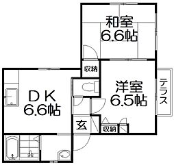 サニーハウス 2DKの間取図画像