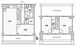 六本木デュープレックスエムズ 5階3LDKの間取り