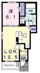 JR武蔵野線 船橋法典駅 徒歩18分の賃貸アパート 1階1LDKの間取り